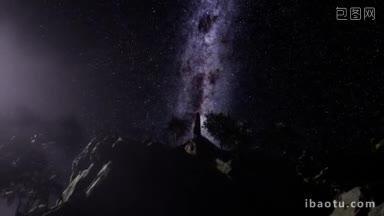 k天体摄影在砂岩峡谷的墙上星轨
